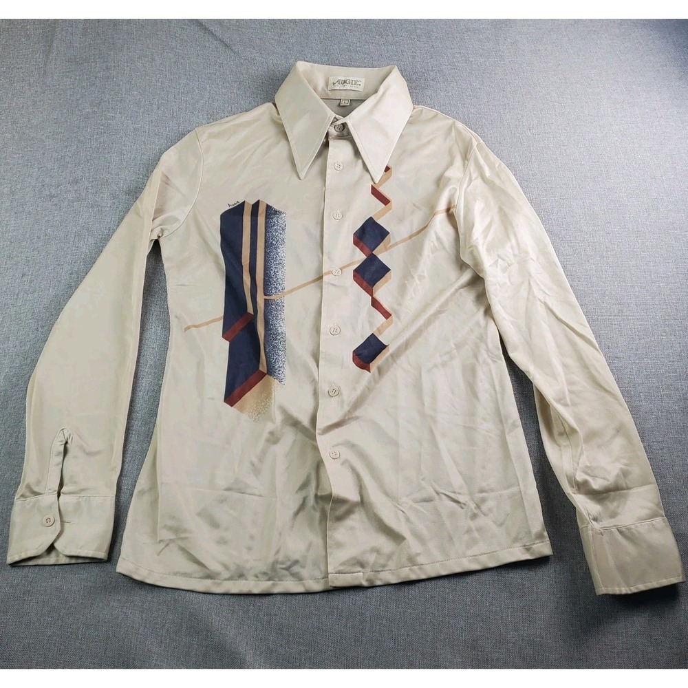 Vintage Augie Disco Shirt Womens Large Abstract Button Up Long Sleeve